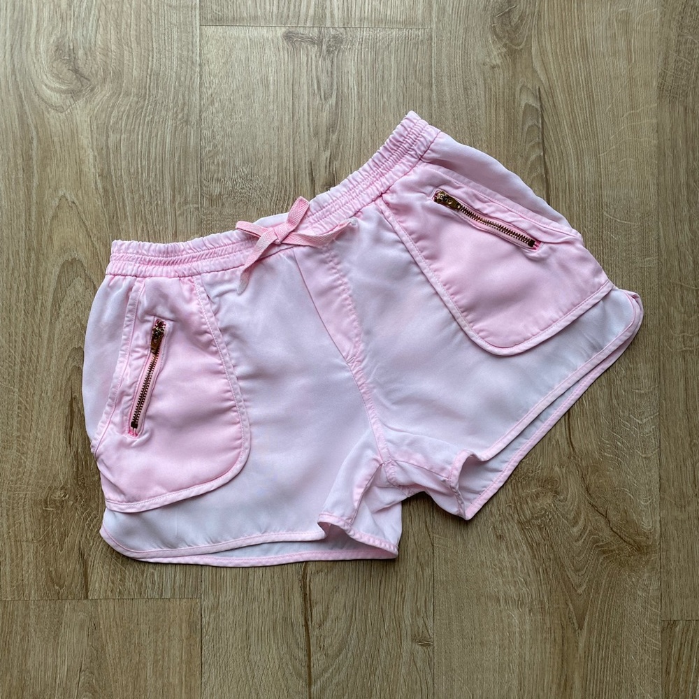 Zara (Spain) Light Pink Shorts With Zipper Pockets, Elastic Waist, and Bow 9/10Y